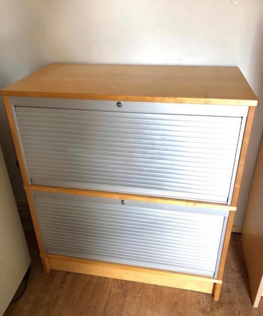 roldeurkast met slot, hout, Huis en Inrichting, Kasten | Roldeurkasten en Archiefkasten, Ophalen, Gebruikt, 100 tot 150 cm, Meerdere deuren