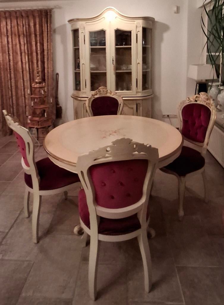Complete Eetkamerset Louis XV / rococo-stijl, Huis en Inrichting, Ophalen of Verzenden, Gebruikt, 4 tot 6 stoelen
