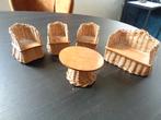 Rieten stoelen, bank, tafel voor poppenhuis of poppen., Ophalen of Verzenden