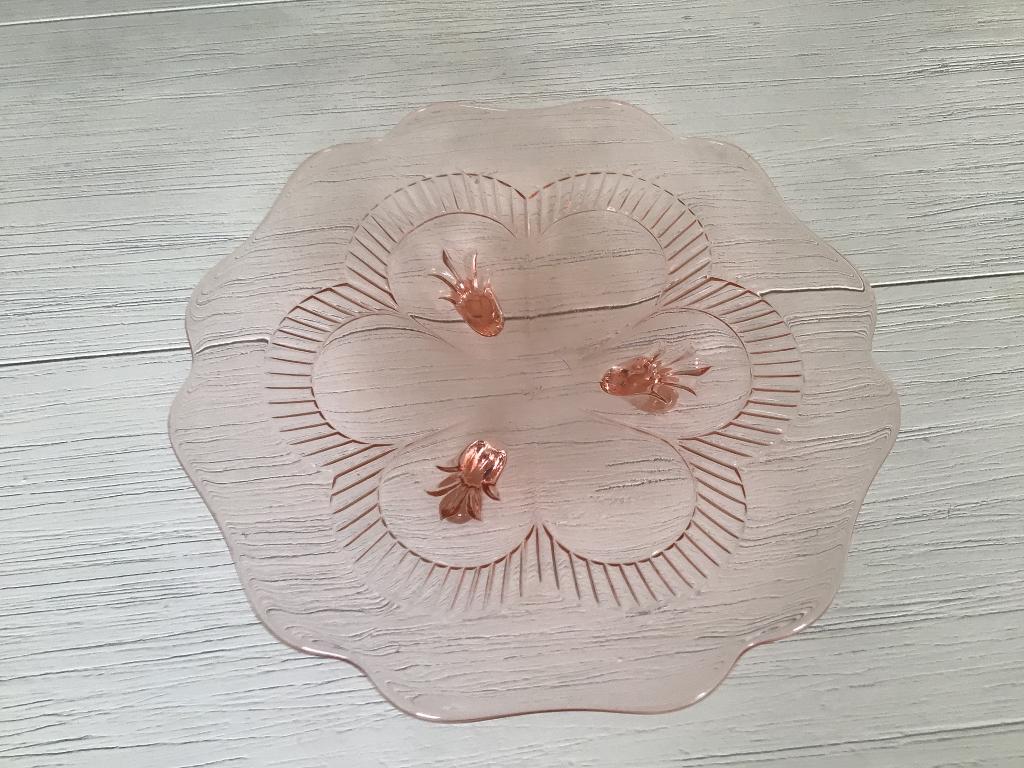 Roze glazen vintage fruitschaal, Ophalen