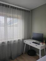 Grijsgroene gordijnen / inbetween Linnen look (2 stuks), 200 cm of meer, Modern, Transparant, 150 tot 200 cm, Ophalen of Verzenden