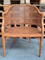 Stoel fauteuil webbing hout armleuningen, Huis en Inrichting, Fauteuils, Ophalen, Minder dan 75 cm, Hout, 50 tot 75 cm