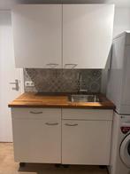 Compact Keukenblok met Spoelbak en Bovenkasten, Huis en Inrichting, Keuken | Complete keukens, Ophalen, Gebruikt, Wit, Enkelwandige keuken