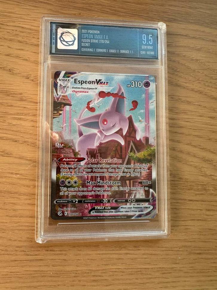 Espeon VMAX Alt Art UGS 9.5 Gem Mint Pokémon Kaart, Hobby en Vrije tijd, Verzamelkaartspellen | Pokémon, Zo goed als nieuw, Losse kaart