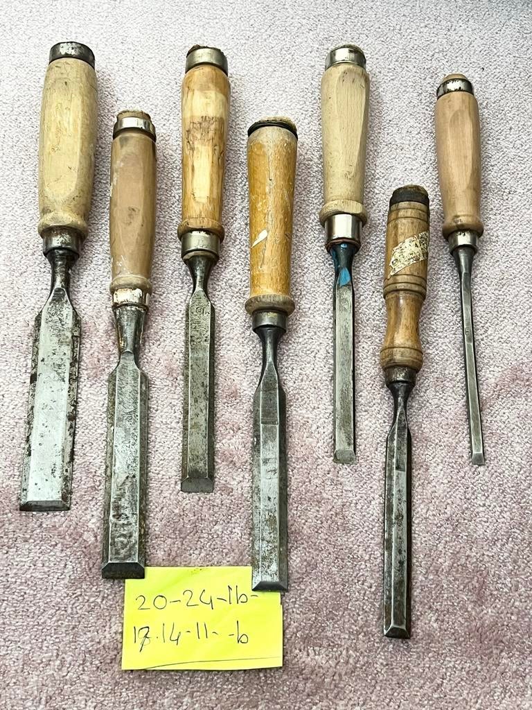 Set van 7 gebruikte houtbeitels, Ophalen of Verzenden, Gebruikt