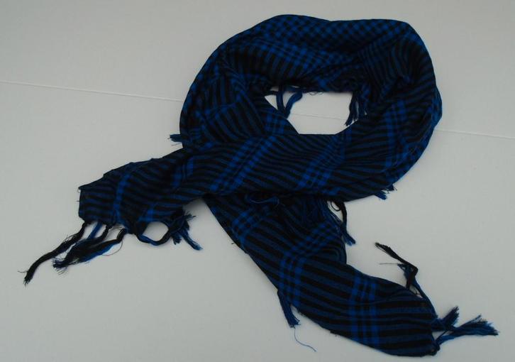 SJAAL GEBLOKT ZWART BLAUW 90X90 CM NIEUW, Kleding | Dames, Mutsen, Sjaals en Handschoenen, Nieuw, Sjaal, Maat 38/40 (M), Ophalen of Verzenden