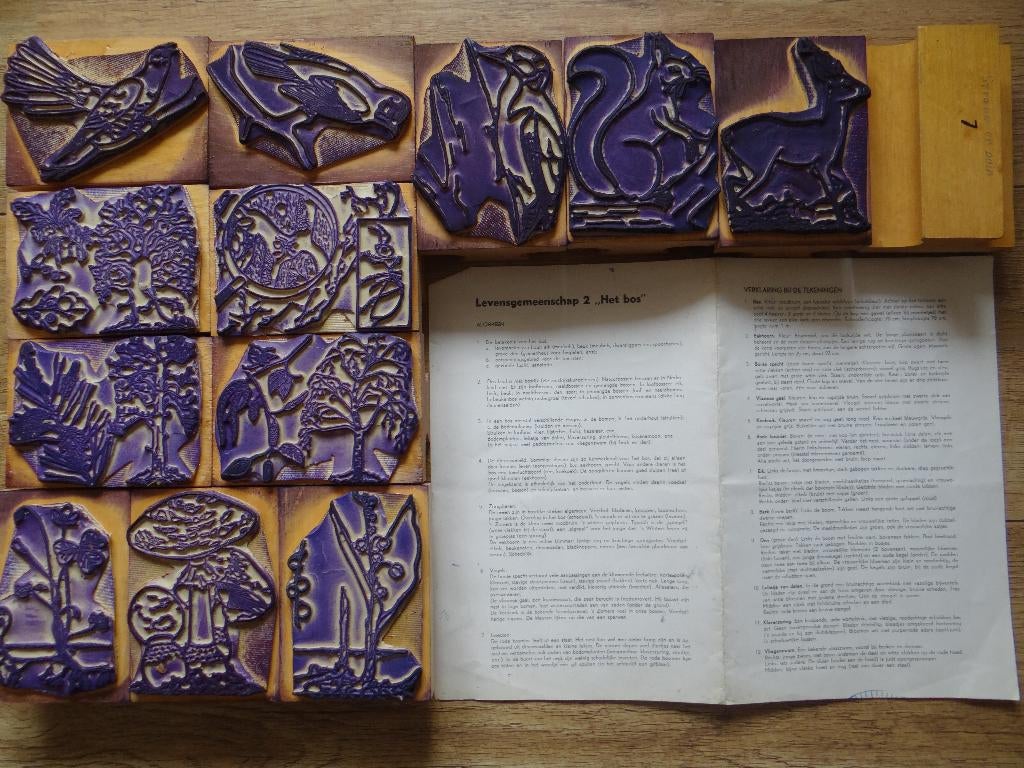 5 vintage sets schoolstempels biologie. Levensgemeenschap., Ophalen of Verzenden, Nieuw, EZ-mounted stempel