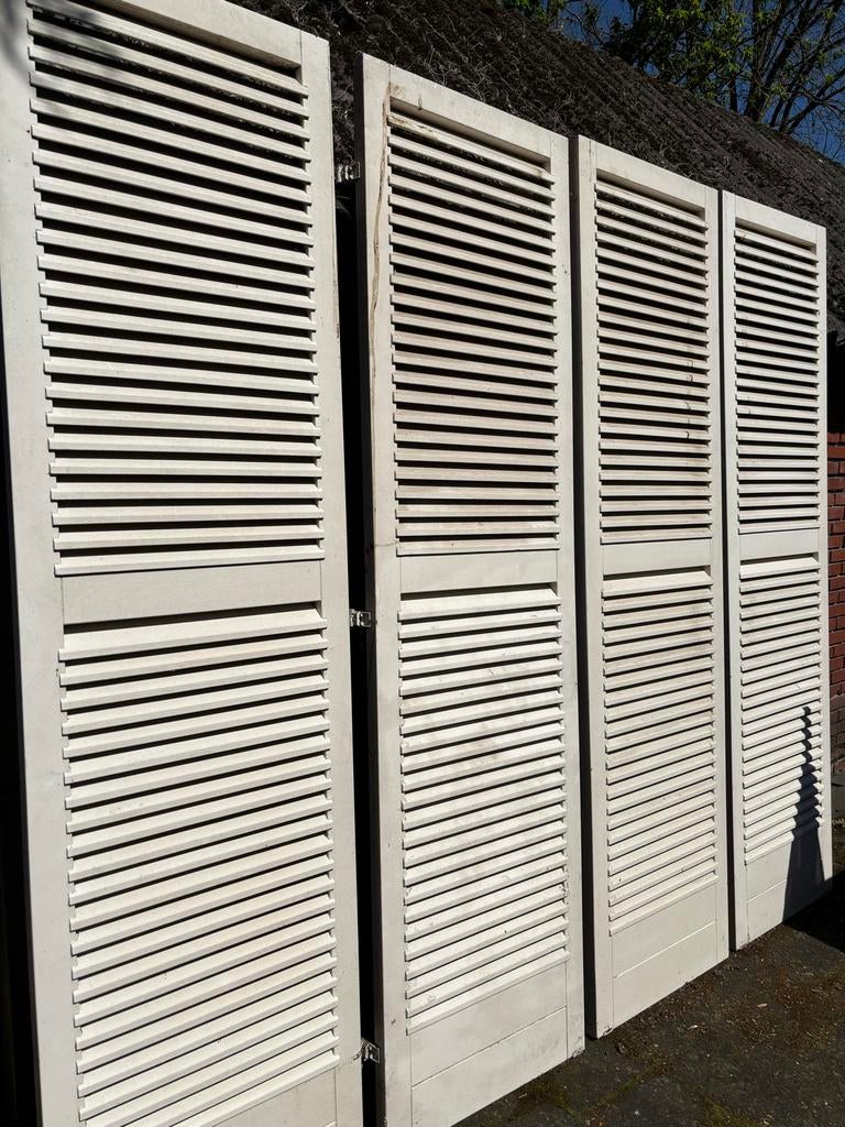 4x witte hardhouten luiken, 63x230cm, Doe-het-zelf en Verbouw, Glas en Ramen, Ophalen, Gebruikt, Minder dan 80 cm, Overige typen