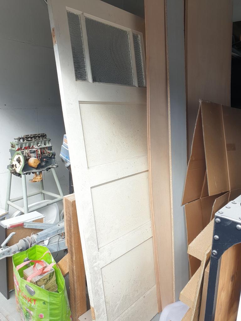 Deur met glaspanelen - Binnendeur, Ophalen, Gebruikt, 80 tot 100 cm, Binnendeur