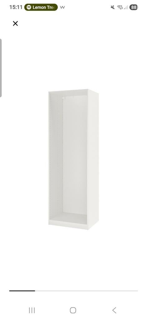 IKEA Pax basiselement kledingkast wit 75x58x236 cm, Ophalen, Gebruikt, 50 tot 100 cm, 50 tot 75 cm