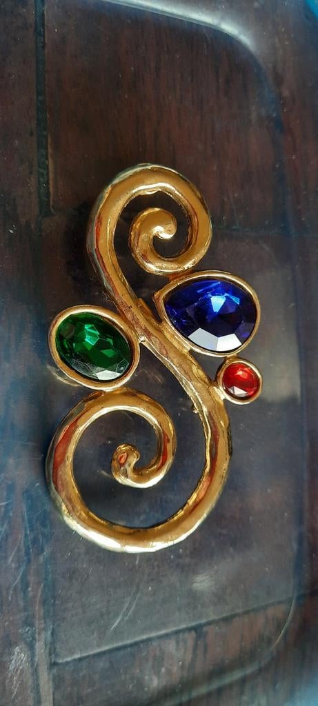 Vintage modernistische broche, costume jewelry, jaren 70., Ophalen of Verzenden, Zilver, Overige materialen