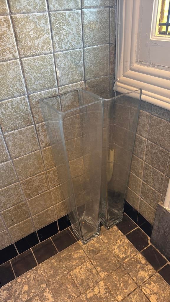 Glazen grote vazen (vaas), Ophalen, 50 tot 75 cm, Wit, Glas