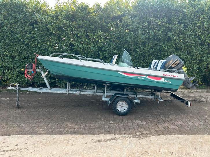 Terhi Sea Fun Consoleboot met Suzuki 25 PK en trailer, Watersport en Boten, Vis- en Consoleboten, Gebruikt, 10 tot 30 pk, 3 tot 6 meter