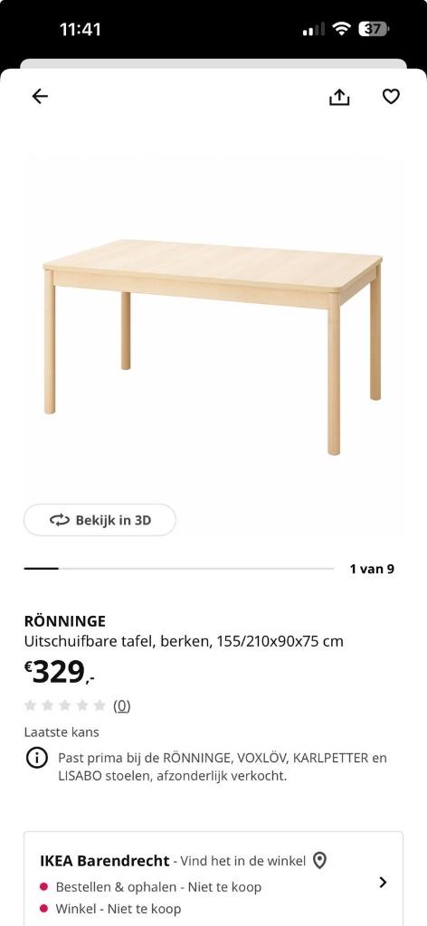 IKEA Complete tafelset Ronninge, Ophalen, Gebruikt, 200 cm of meer, 50 tot 100 cm