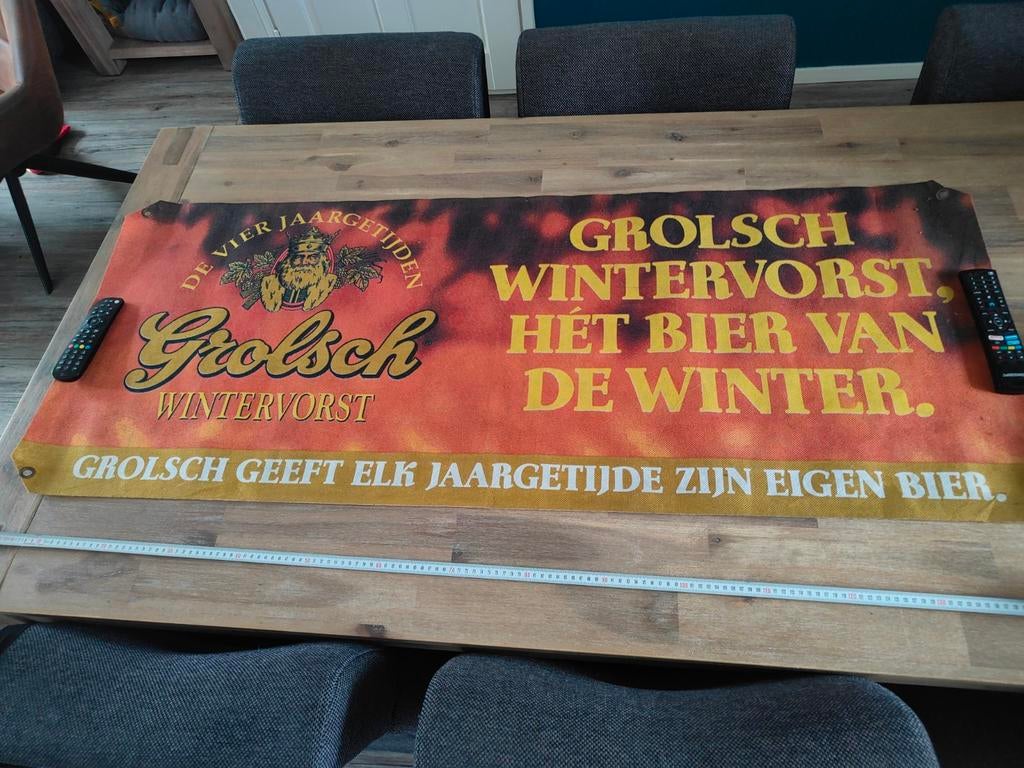 Grolsch Wintervorst Reclame Doek - Hét Bier van de Winter, Verzamelen, Ophalen of Verzenden, Gebruikt, Reclamebord, Plaat of Schild