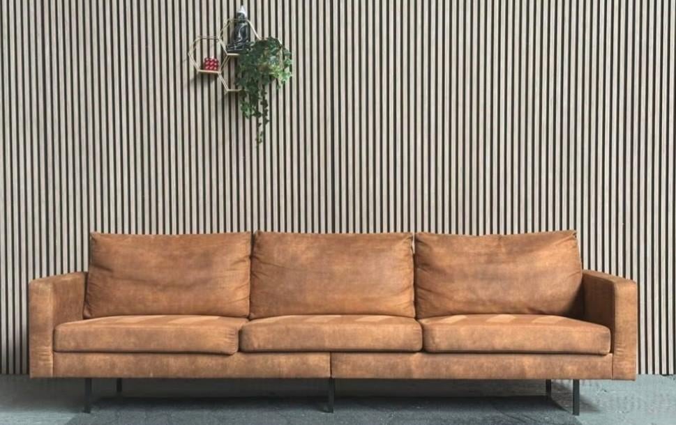 Bank Collin 4-zits - cognac, Ophalen, 250 tot 300 cm, Gebruikt, 75 tot 100 cm
