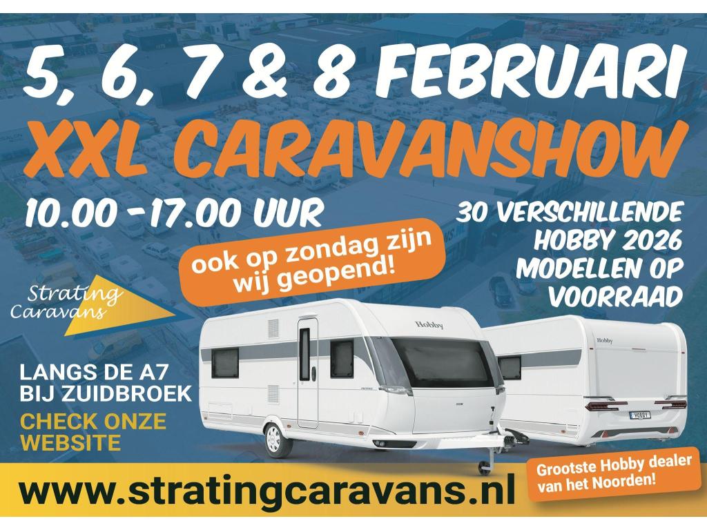 Hobby Ontour 470 KMF NIEUW! Stapelbed/Dwarsbed, Caravans en Kamperen, Caravans, Schokbreker, Dwarsbed, Hobby, Bedrijf