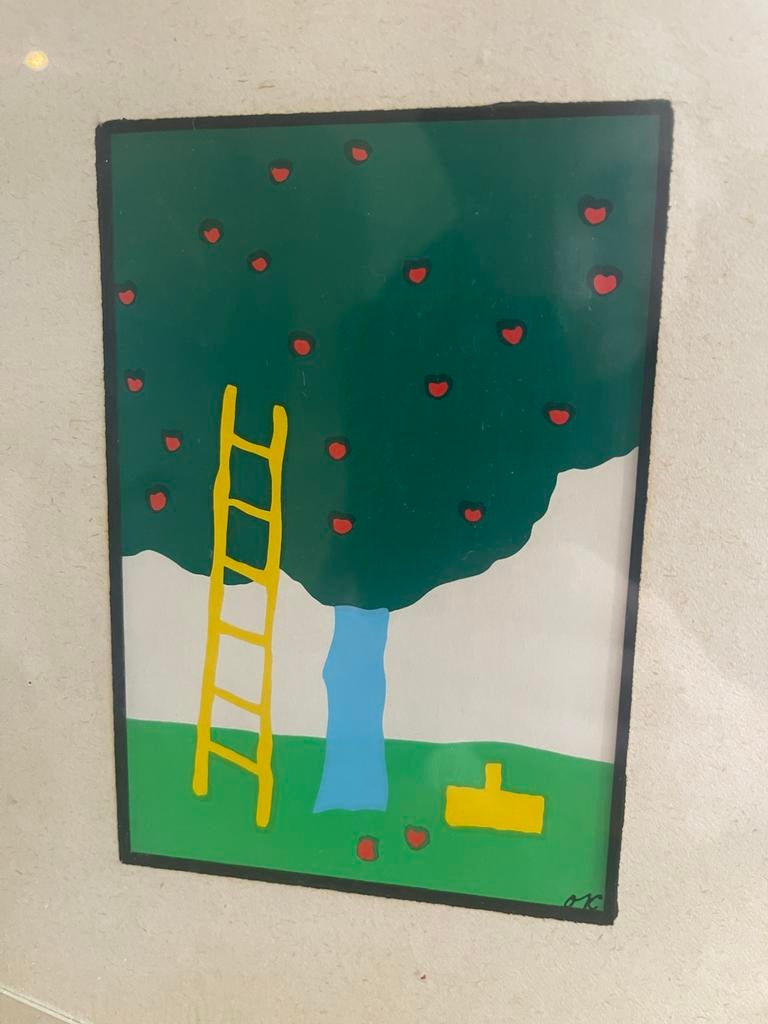 Originele vintage Ole Kortzau litho gesigneerd voor + achter, Ophalen of Verzenden