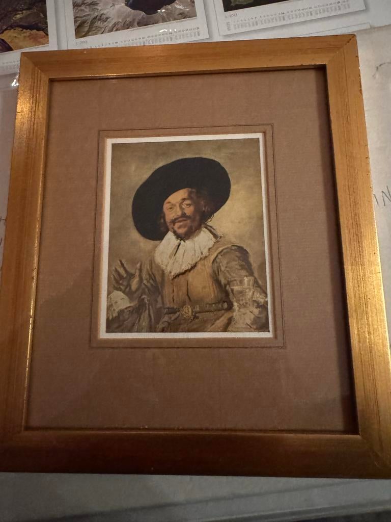 Goudkleurige lijst met dubbel paspartout en portret, Antiek en Kunst, Kunst | Schilderijen | Klassiek, Ophalen of Verzenden