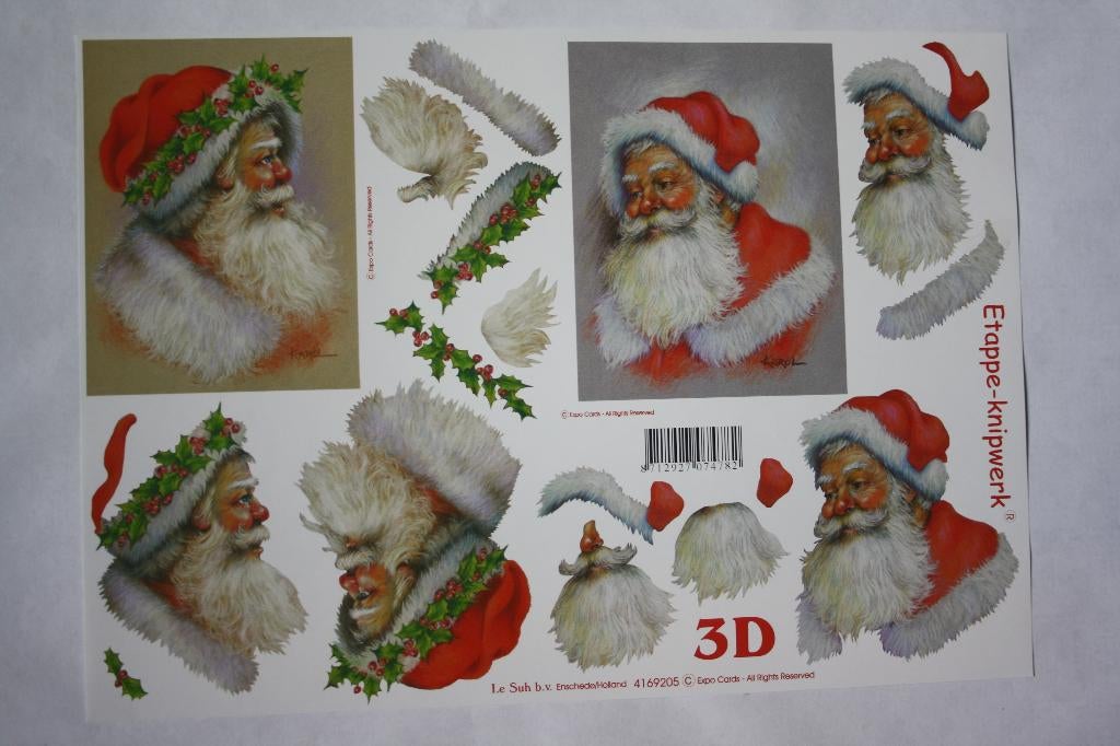 Knipvel 3D etappeknipwerk kerstman 9140, Hobby en Vrije tijd, Kaarten | Zelf maken, Ophalen of Verzenden, Nieuw, Kerst, Knipvel
