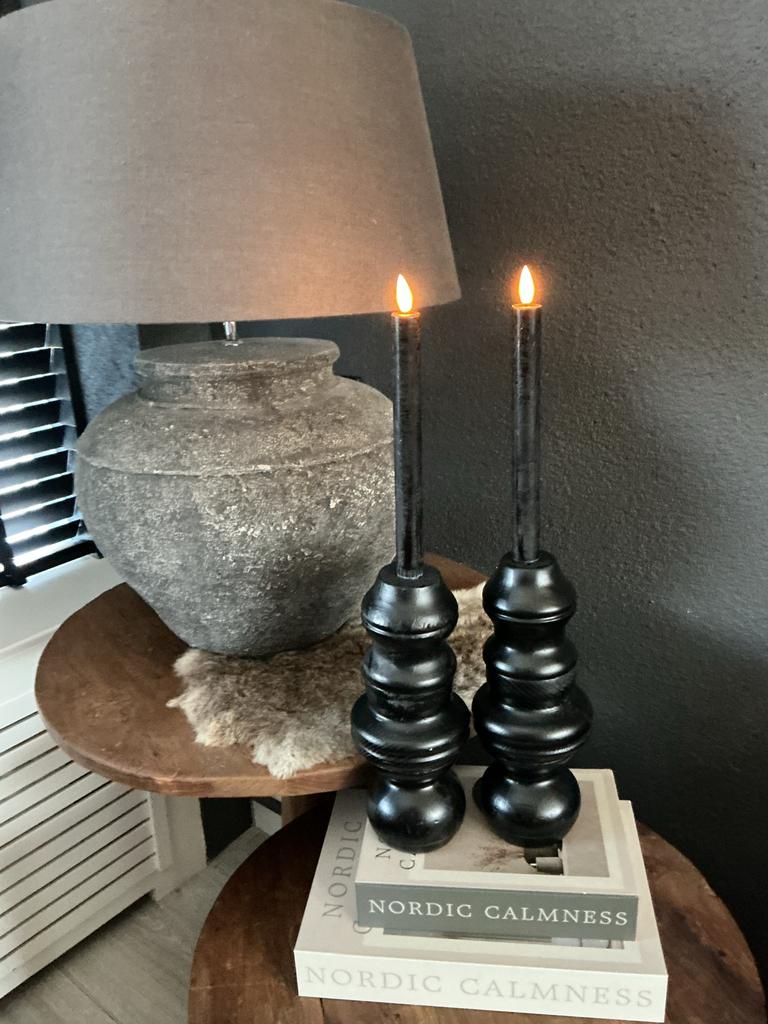 Zwarte houten kandelaars, Ophalen of Verzenden, Zo goed als nieuw, Kandelaar