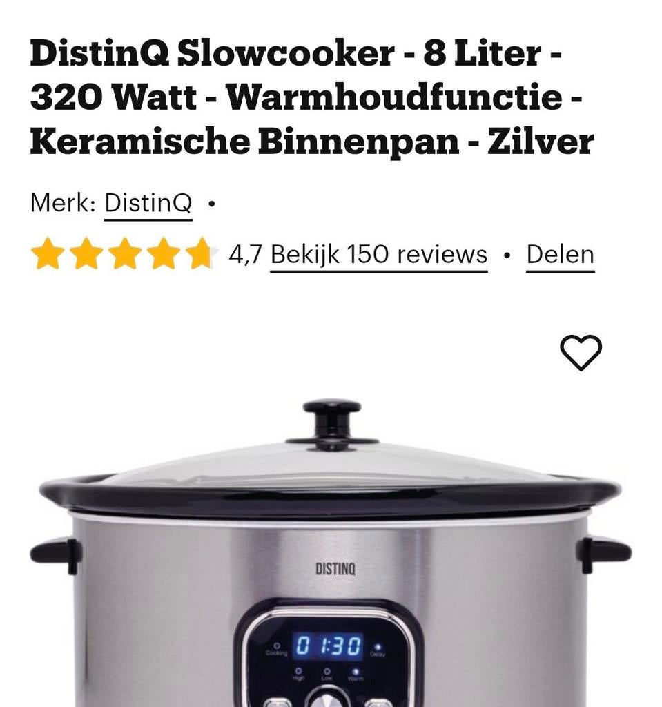 DistinQ Slowcooker 8 liter - Zo goed als nieuw, Ophalen, Zo goed als nieuw