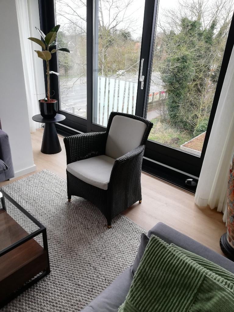 Lloyd Loom fauteuil, rotan antraciet, Ophalen, Riet of Rotan, Fauteuil, Zo goed als nieuw