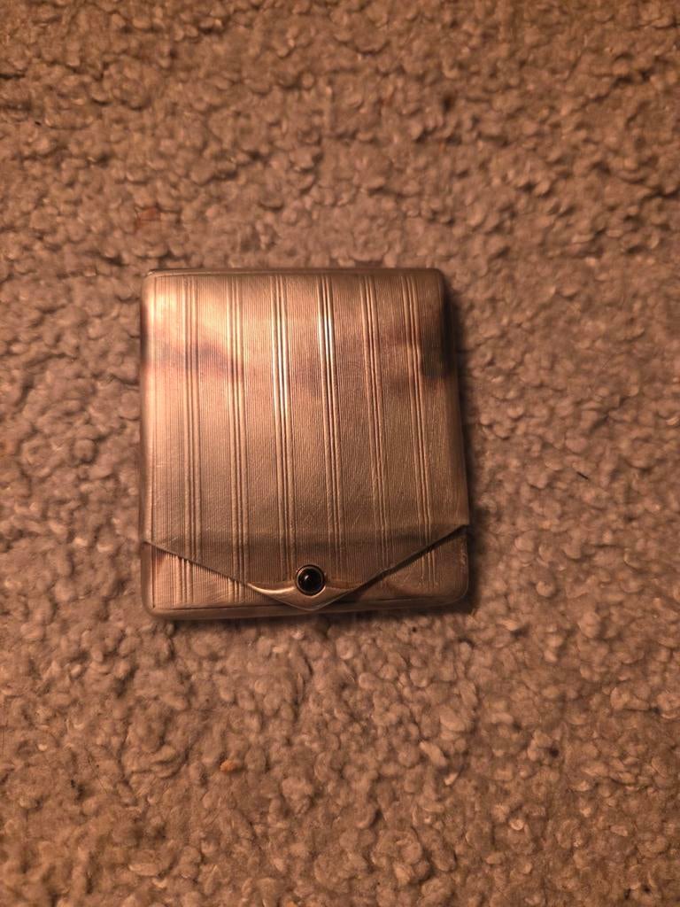 Antiek zilveren luciferdoosje Amsterdamse school, Ophalen of Verzenden, Zilver, Met edelsteen