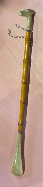 Retro Vintage Schoenlepel met Bamboe Steel en Hondenkop, Ophalen of Verzenden