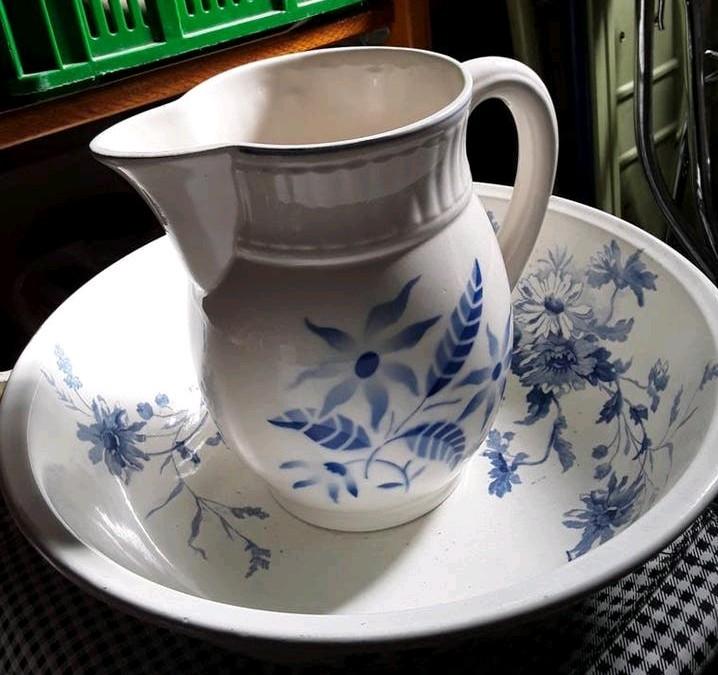 Lampetstel, kan en waskom, Antiek en Kunst, Ophalen