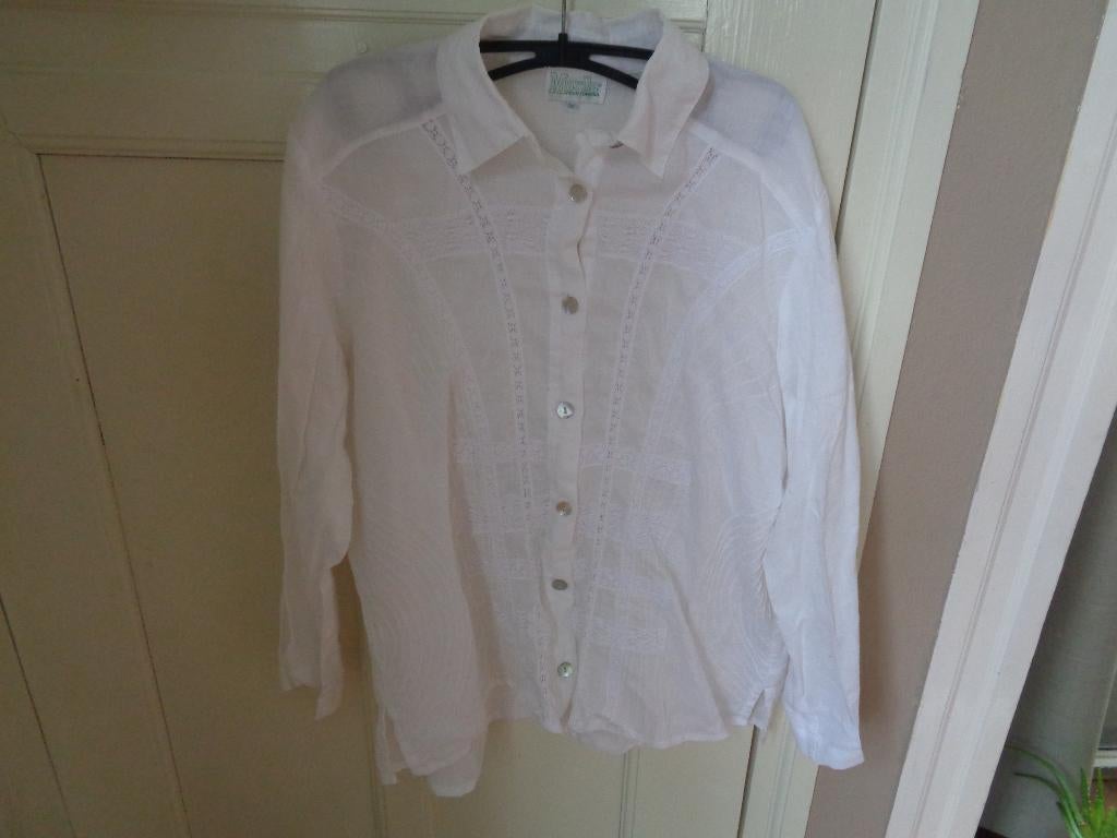 Marila linnen blouse:mt L, Kleding | Dames, Wit, Maat 42/44 (L), Ophalen of Verzenden, Zo goed als nieuw