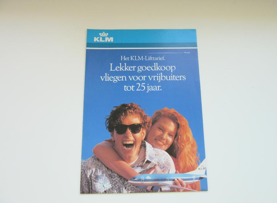 Het KLM-Lifttarief brochure Lekker goedkoop vliegen, Verzamelen, Verzenden, Zo goed als nieuw, Overige typen