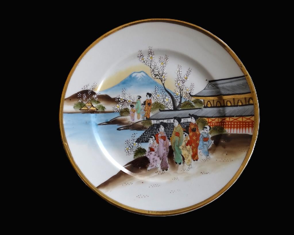 Japans Porselein Kutani Bord Geishas Japan, Antiek en Kunst, Antiek | Porselein, Ophalen of Verzenden