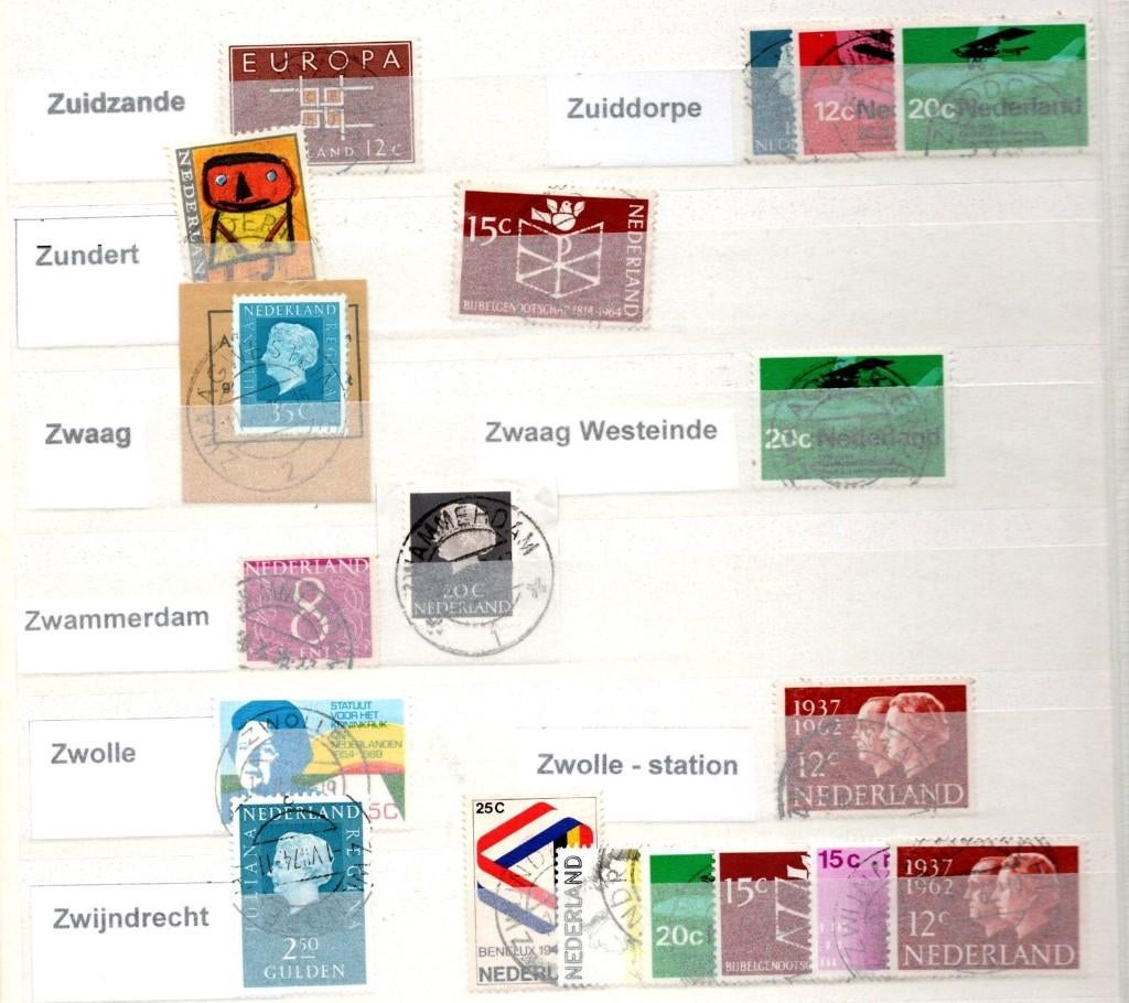 Stempels wo Zwammerdam Zuidzande Zuiddorpe Zundert (63), Verzenden, Na 1940, Gestempeld