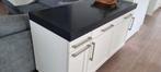 Zwart composiet keukenblad met 3 onderkasten (150x60 cm), Gebruikt, 100 tot 150 cm, Ophalen of Verzenden, Minder dan 100 cm