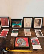 5 kleine gesigneerde lithografieën met certificaten in lijst, Ophalen of Verzenden