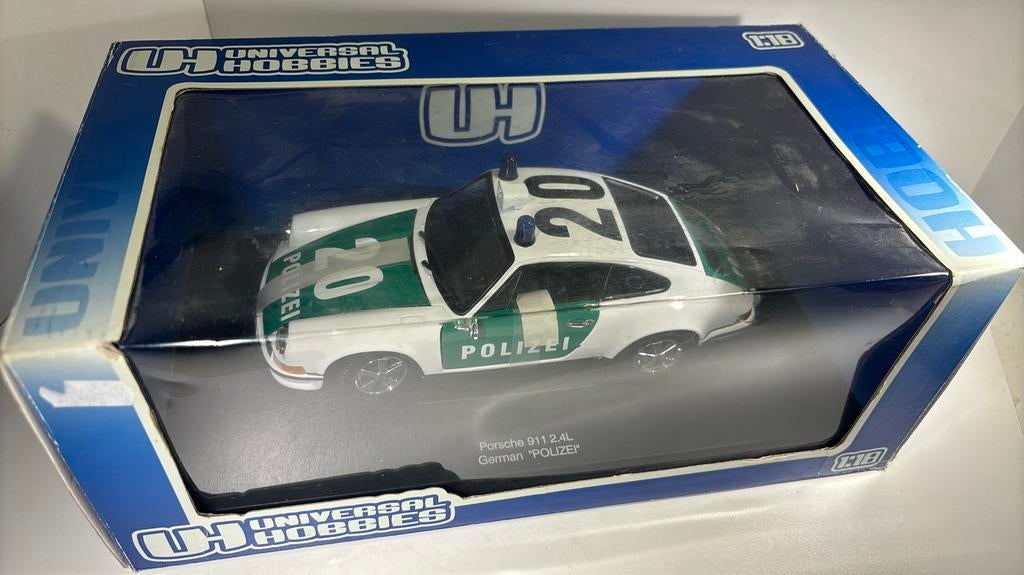 Porsche 911 2.4l german polizei universal hobbies 1.18, Overige merken, Ophalen of Verzenden, A, A
