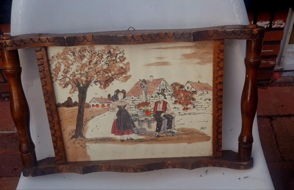 Frans Elzasser dienblad (plateau de service alsacien), geken, Antiek en Kunst, Ophalen of Verzenden