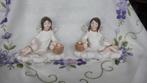 E 19  2 Mooi Wit met goud Engeltjes met kandelaartje, Ophalen of Verzenden, Zo goed als nieuw, Beeld(je), Christendom | Katholiek