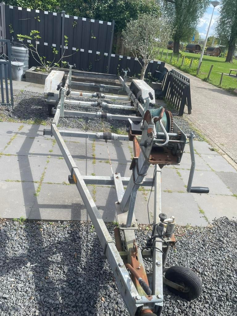 Dubbel as boottrailer voor grote boten van 6 tot 8 meter, Ophalen of Verzenden, Zo goed als nieuw, Motor en Techniek, Zeilboot of Motorboot