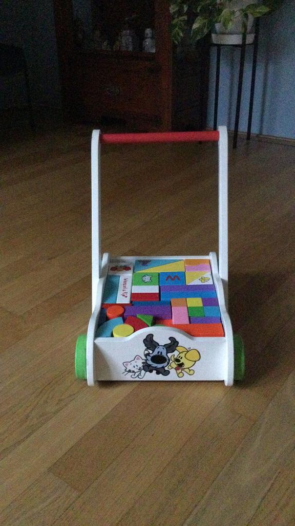 Woezel en Pip Blokkenkar / Loopkar, Kinderen en Baby's, Speelgoed | Houten speelgoed, Ophalen, Gebruikt, Duw- of Trekspeelgoed