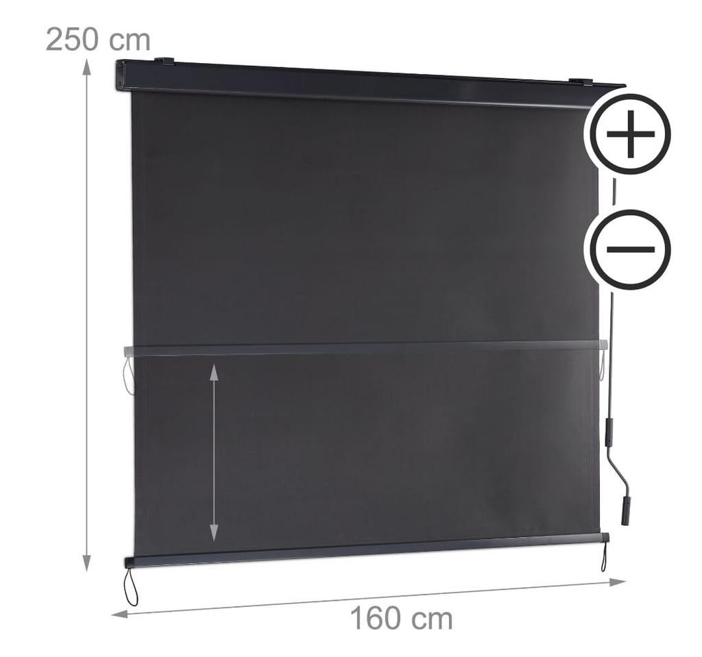 Zwart Screen Rolluik 160x250 cm - Handbediend, Minder dan 150 cm, Ophalen of Verzenden, Nieuw, Screen