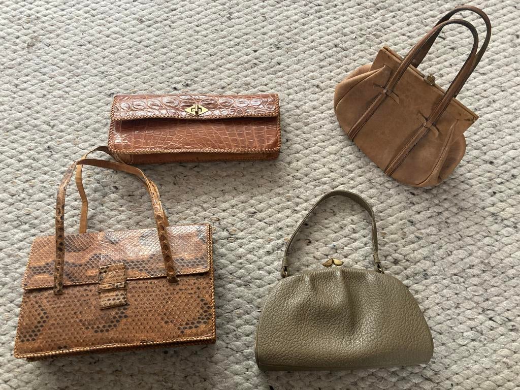 Diverse Vintage handtassen oa van slangenleer, Sieraden, Tassen en Uiterlijk, Tassen | Damestassen, Ophalen of Verzenden, Gebruikt