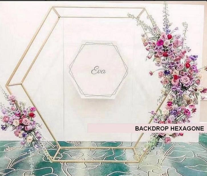 Hoogglans Gouden Hexagon Backdrop - Zo goed als nieuw, Hobby en Vrije tijd, Feestartikelen, Zo goed als nieuw, Ophalen of Verzenden