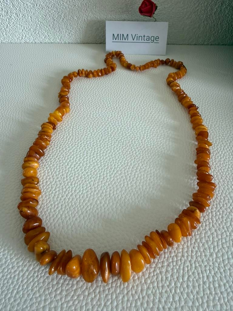 R225/Vintage Natuurlijke Butterscotsch BARNSTEEN ketting, Sieraden, Tassen en Uiterlijk, Kettingen, Gebruikt, Verzenden, Geel