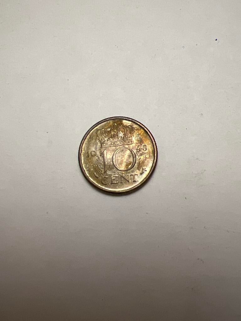 10 cent 1948 Koningin Wilhelmina munt, Ophalen of Verzenden, Koningin Wilhelmina, 10 cent, Losse munt