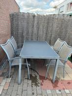 Tuinset Tuintafel met 4 Tuinstoelen 160x90x75cm Goede Staat!, 4 zitplaatsen, Tuinset, Aluminium, Ophalen of Verzenden