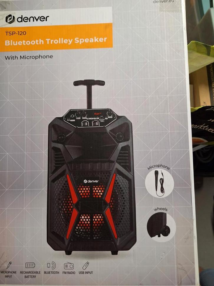Denver TSP-120 Bluetooth Trolley Speaker met Microfoon, Audio, Tv en Foto, Luidsprekers, Nieuw, Overige typen, Overige merken