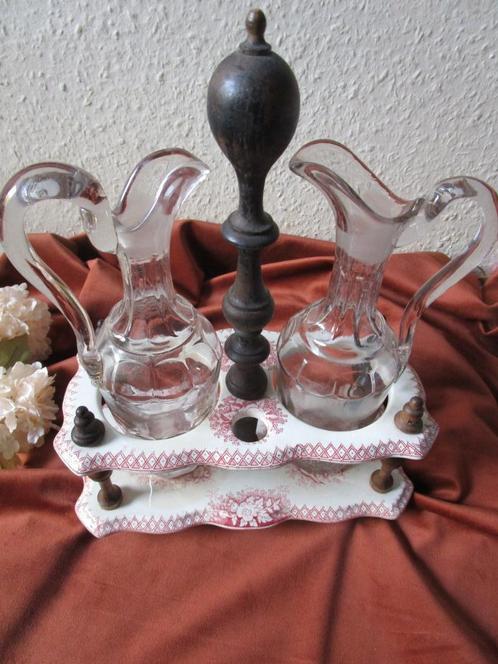 Antiek tafelgarnituur olie/azijn, Antiek en Kunst, Antiek | Servies los, Ophalen of Verzenden