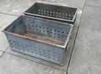 2x vintage krat, industrieel zinken gaatjes krat, Ophalen, Minder dan 50 cm, Gebruikt, 50 tot 100 cm
